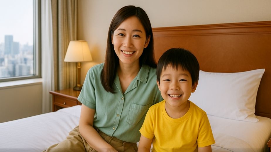 子どもが安心して遊べる清潔で広々としたホテルの客室イメージ